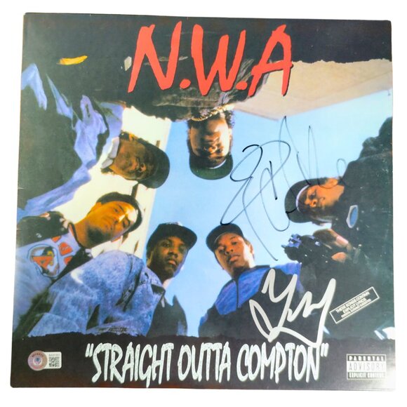 Ice Cube & DJ Yella Signed NWA Straight Outta Compton Vinyl Record Album Beckett - Picture 9 of 12